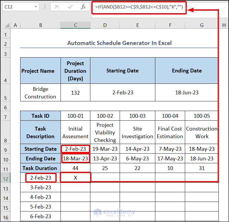automatic schedule generator excel free