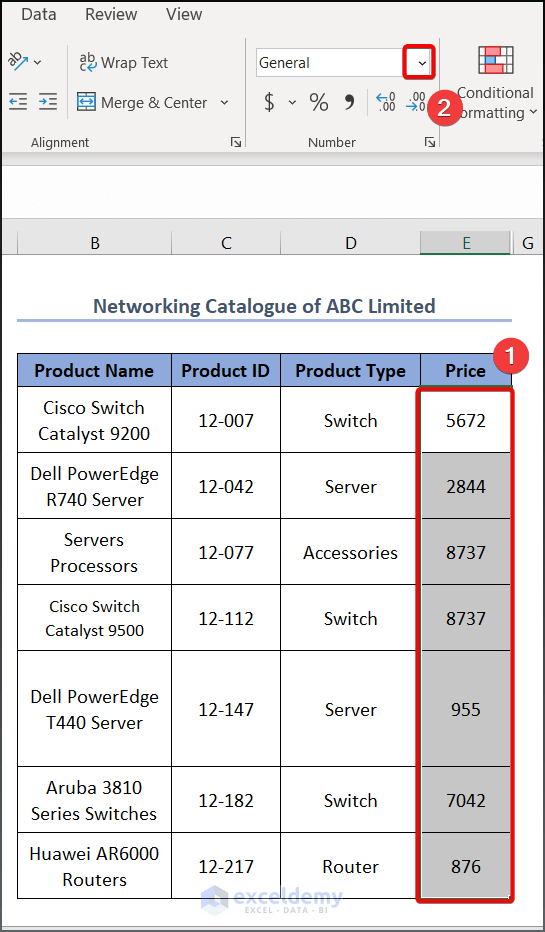 excel networking catalogue