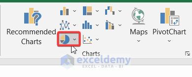 Selecting the Pie Chart Option to Make a Gender Pie Chart in Excel