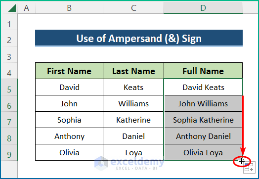 Use Ampersand (&) Sign in Excel