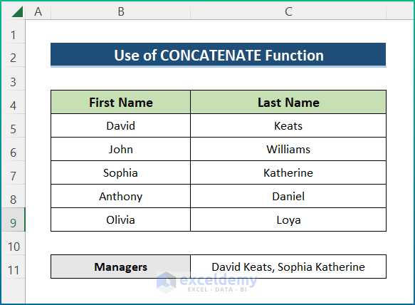 Apply CONCATENATE Functionin Excel