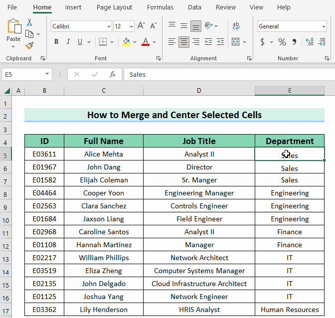How to Merge and Center Selected Cells in Excel