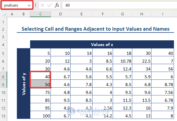 Selecting Cell and Ranges Adjacent to Input Values and Names 