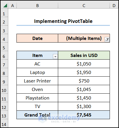 how to pull data from a date range in excel implementing PivotTable