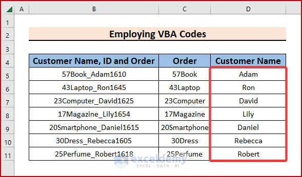 Employing VBA Codes to Remove Characters from Left and Right in Excel