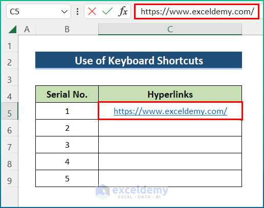 Turn off Auto Formatting Hyperlinks with Keyboard Shortcuts in Excel
