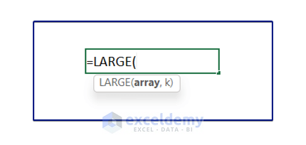 Syntax of Excel Large Function