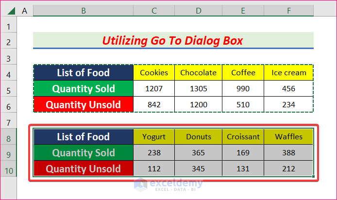 Utilize Go To Dialog Box to Use Format Painter for Multiple Rows in Excel