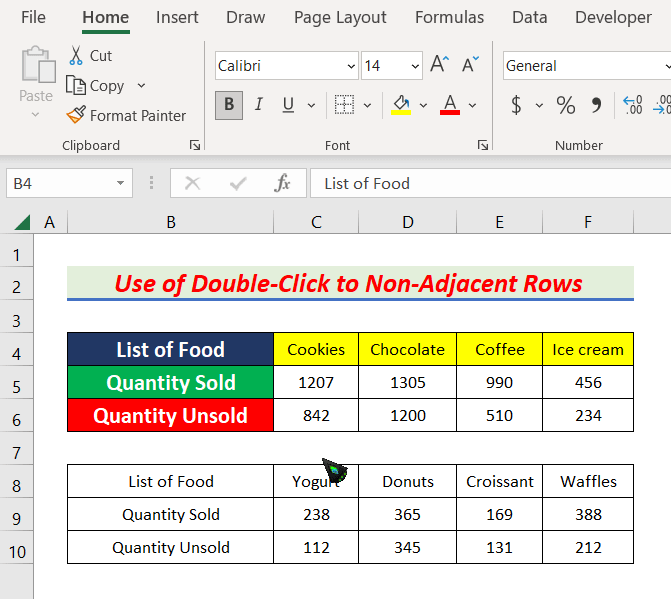 Use Double-Click to Use Format Painter for Multiple Rows in Excel