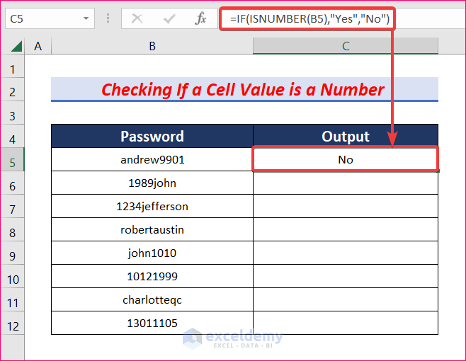 Use ISNUMBER Function with IF and Then Statements in Excel to Check If a Cell Value is a Number