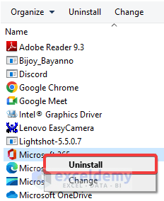 Uninstalling tools to see how to fix excel not responding without losing data