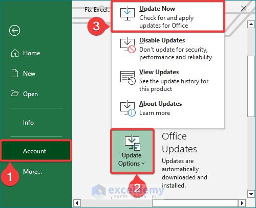 Installing Latest Update to show how to fix excel not responding without losing data