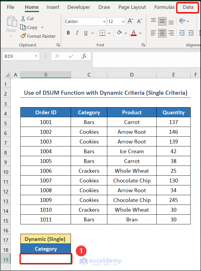 Select a specific cell to create a drop-down list using the data validation feature.