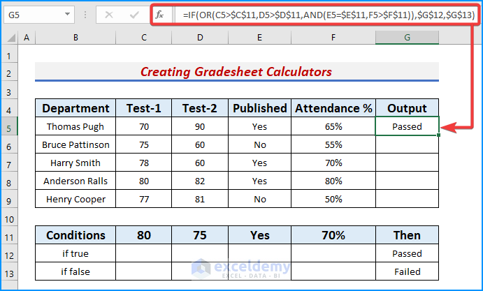 Create Gradesheet Calculators Using IF Function with OR and AND Statements
