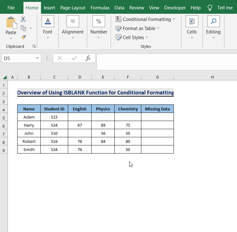 Overview of Using ISBLANK function for Conditional Formatting in Excel