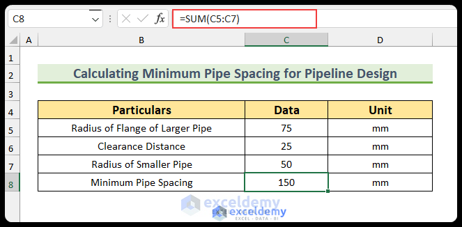 Final Image of Calculating Minimum Pipe Spacing for Pipeline Design