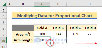 Calculating Arm Length for Proportional Excel Area Chart