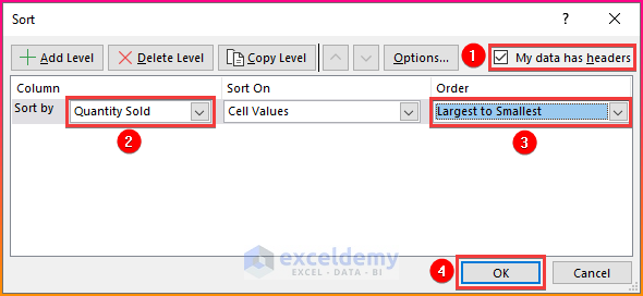 Copy and Paste As Values to Solve Sort Largest to Smallest Not Working in Excel