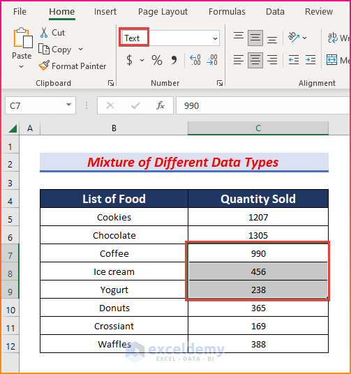 Mixture of Different Data Types issue in Sort Largest to Smallest Not Working in Excel