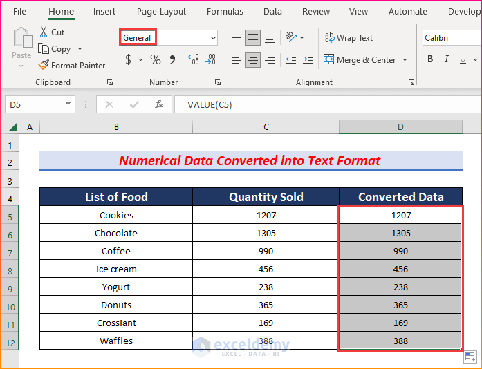 Use VALUE Function to Convert Text to Numeric Data to Solve Sort Largest to Smallest Not Working in Excel