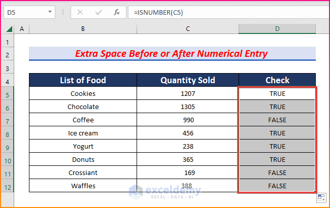 Check for Space to Solve Sort Largest to Smallest Not Working in Excel