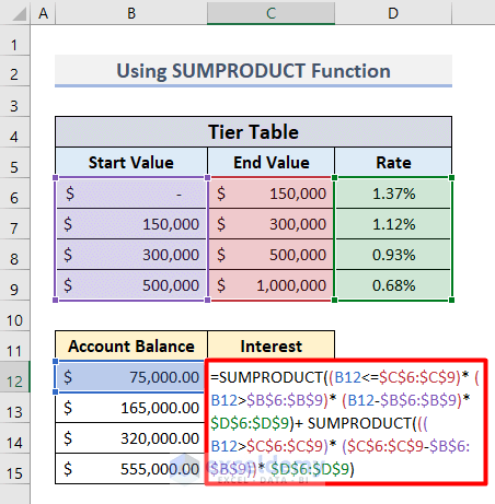Tiered Interest Rate Calculator Excel