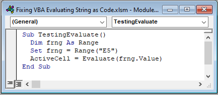 VBA Evaluate String as Code