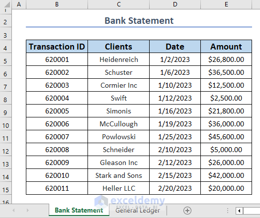 Bank Statement Dataset
