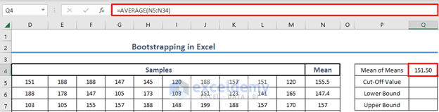 Cut-Off bootstrapping in excel