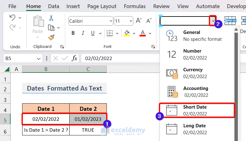 Changing Format of Date from Text to Short Date