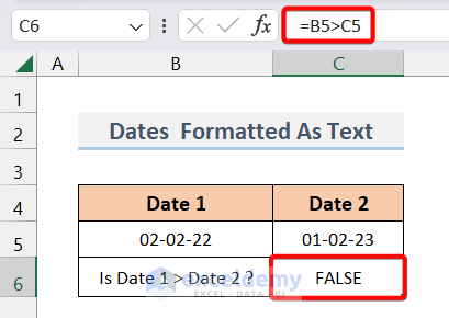 Comparison of Dates in Excel