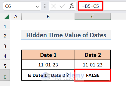 The Time Value of Dates Is Hidden