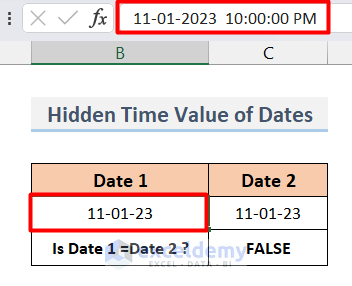 The Time Value of Dates Is Hidden (compare dates in excel not working)