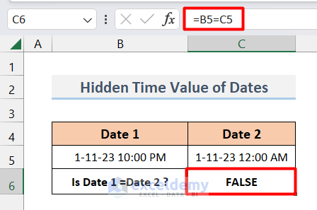 Comparison of Dates in Excel