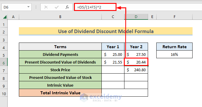 Calculate Present Discounted Value of Dividends