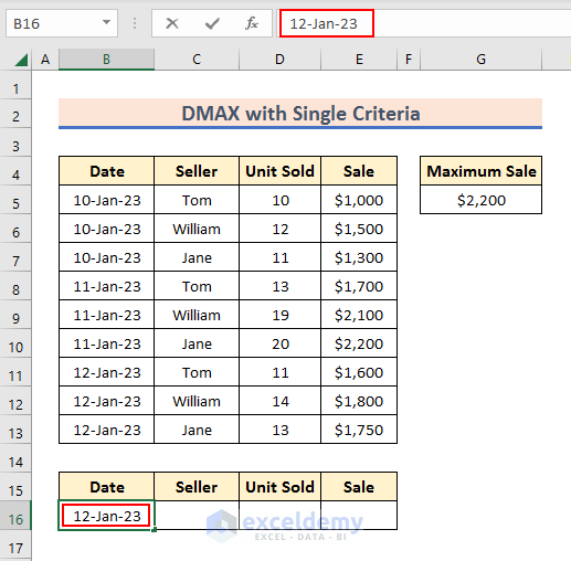 Setting Single Criteria for DMAX Operation