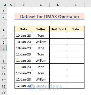 Creating Dataset for DMAX Function