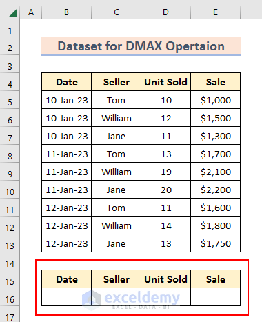 Adding Criteria Table for DMAX Operation