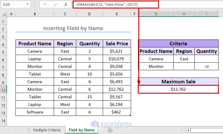 Using Field by Name in DMAX function
