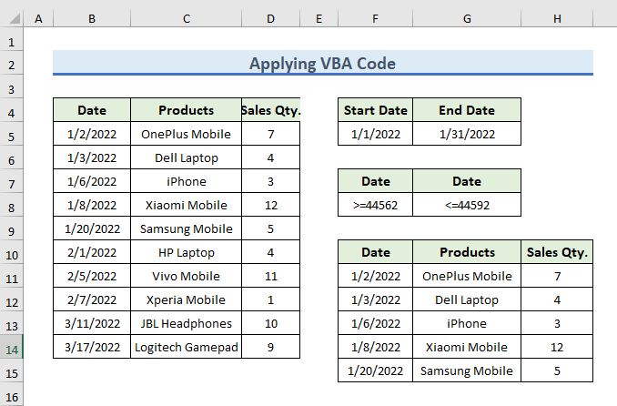 Apply Excel VBA to Use Advanced Filter For Date Range
