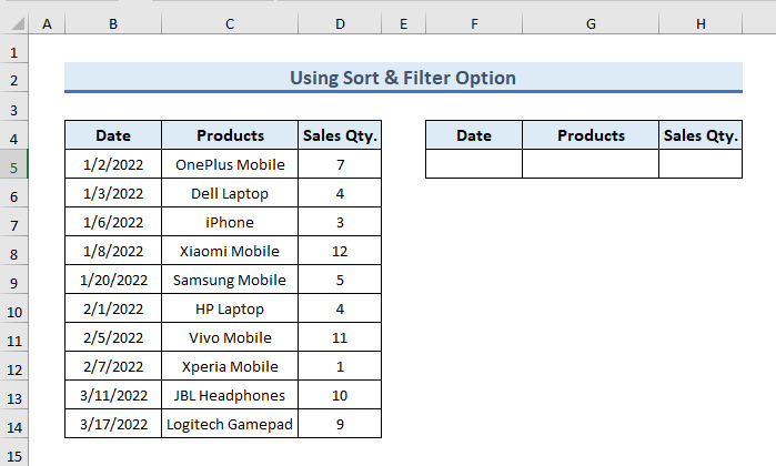 Use Sort & Filter Option to Apply Advanced Filter on Date Range