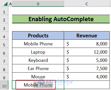 Excel Autocomplete Working Perfectly