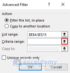 Setting Criteria in Advanced Filter