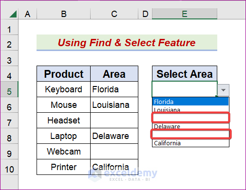 Delete Blank Cells in Excel Drop Down List Using Find & Select Feature Instead of Ignore Blank