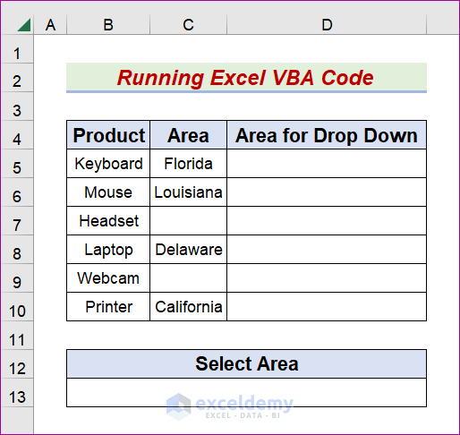 Run Excel VBA Code to Extract Empty Cells from Drop Down List
