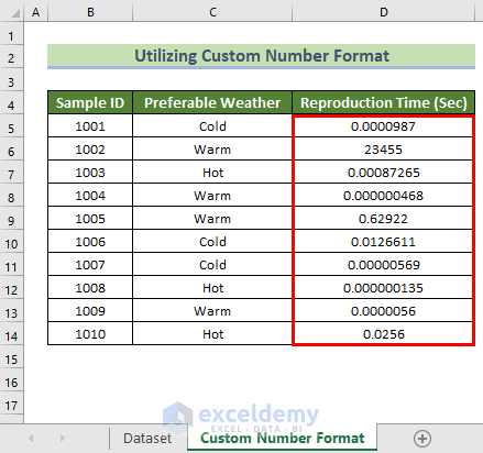 Selecting Cells to Create Custom Number Format