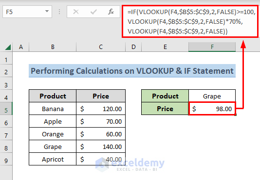 Performing Different Calculations on VLOOKUP and IF Statement Result for multiple conditions range