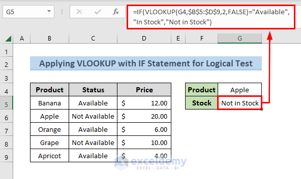 Applying VLOOKUP for Multiple Conditions Range with IF Statement for Logical Test