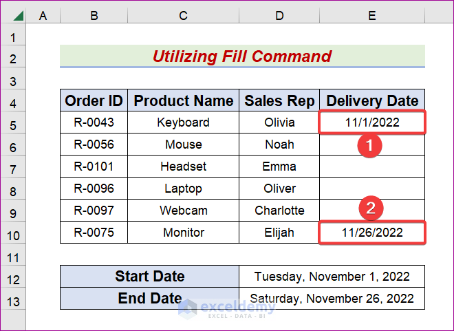Utilize Fill Command to Interpolate Time Series in Excel