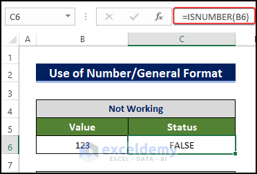 Cell Formatted as Text to resolve isnumber not working in excel